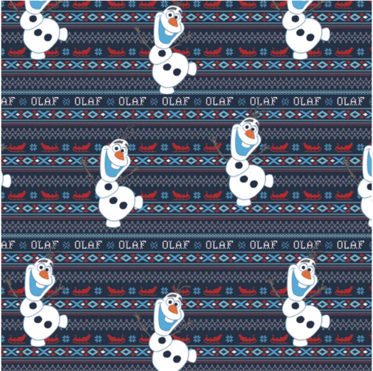 Licensed Disney Flannel - Olaf's Alpine Adventure Navy Flannel Fabric by the Yard